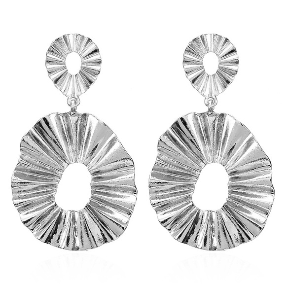 🌺silver leaf Punk statement drop earring - Picture 8 of 12